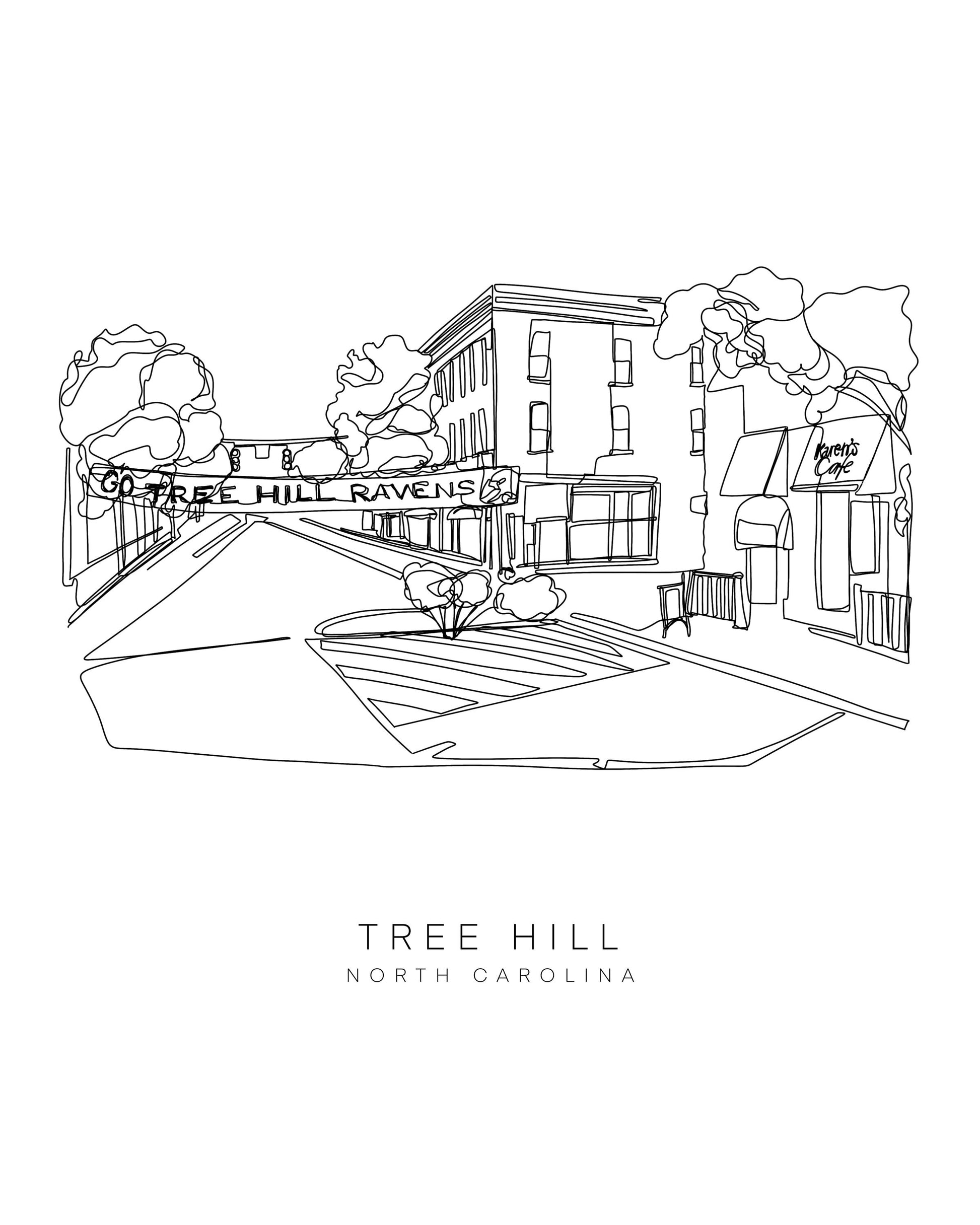 One Tree Hill TREE HILL  8x10 Single Line Art Print // Black and White // Unframed