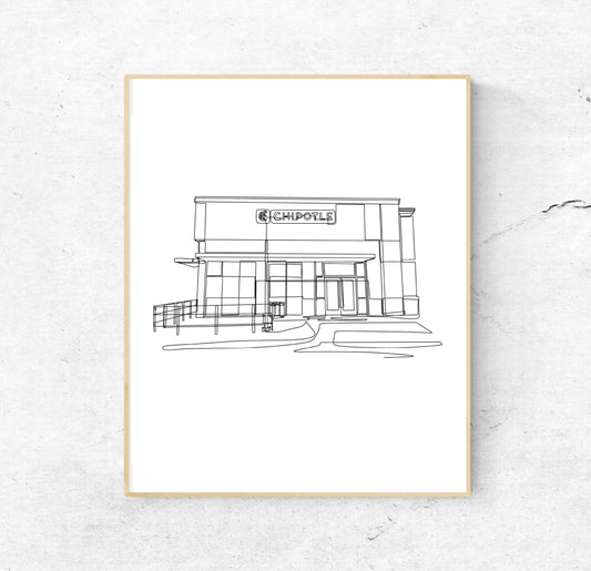 CHIPOTLE 8x10 Single Line Art Print // Black and White // Unframed