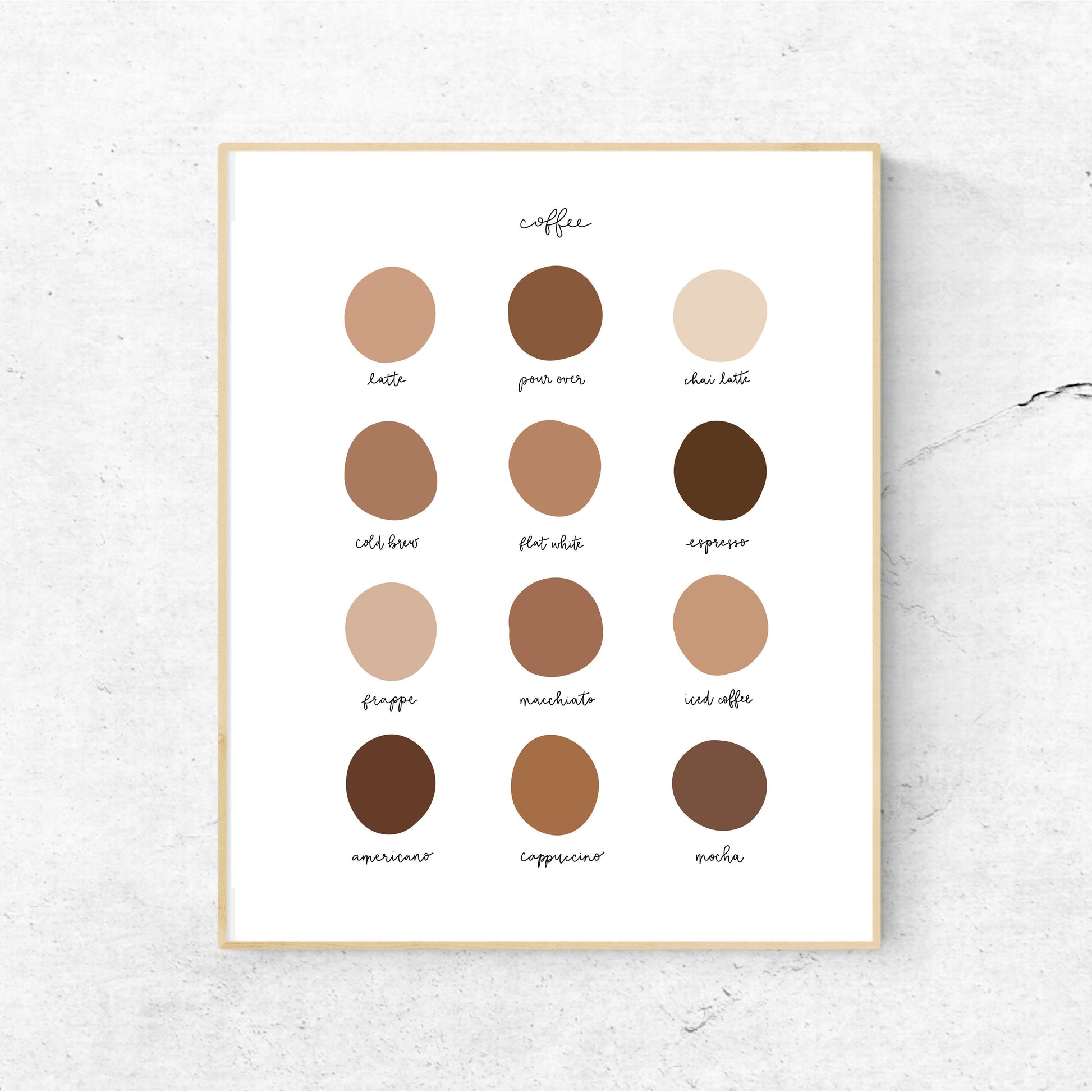 COFFEE Color Dots | 8x10 Print Unframed || Shades of Brown || Coffee Art || Coffee Lover || Kitchen Print