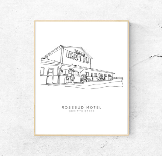 SCHITT'S CREEK Rosebud Motel Illustration 8x10 Single Line Art Print // Black and White // Unframed //