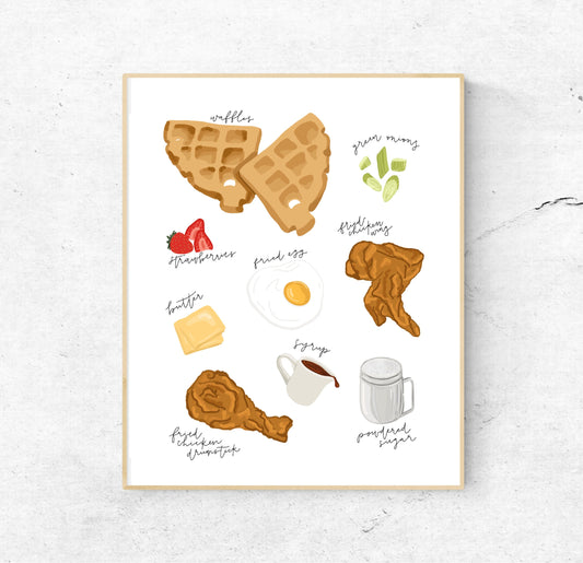 CHICKEN & WAFFLES Illustration Print | 8x10 - Unframed