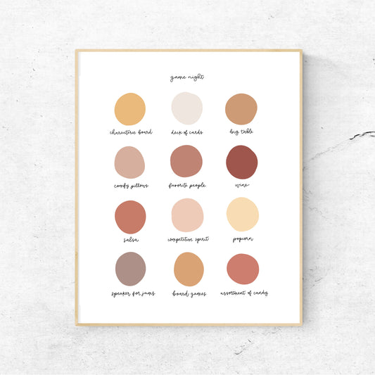 GAME NIGHT Color Dots | 8x10 Print Unframed || Wall Art || Modern Wall Art