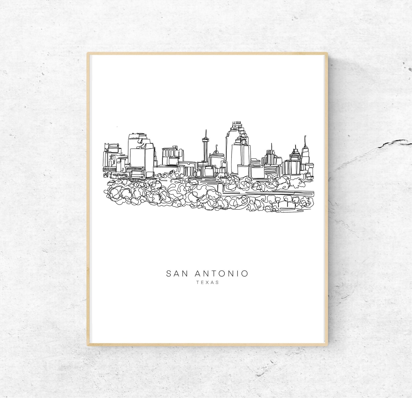 OKLAHOMA CITY Skyline 8x10 Single Line Art Print // Black and White // Unframed