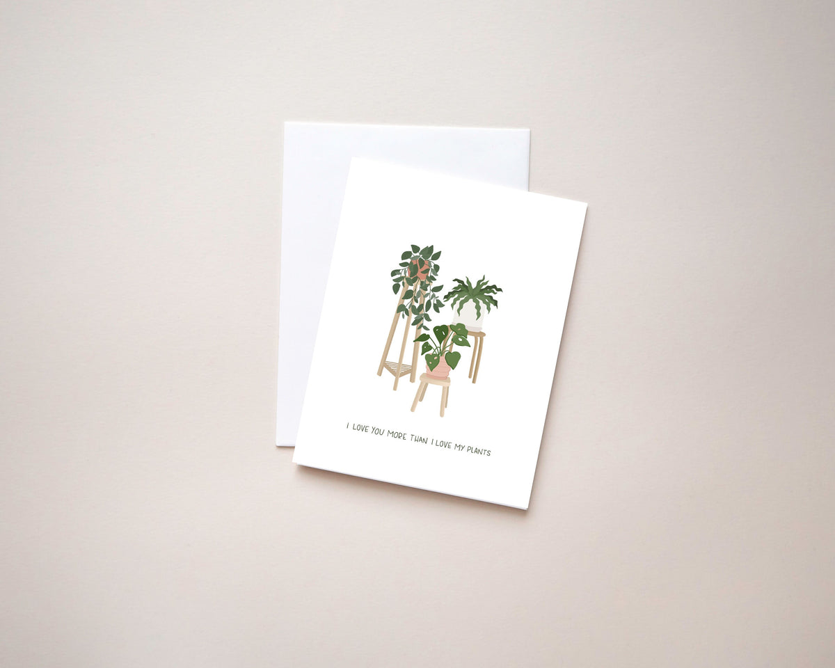 I love you card | plants card | valentines day greeting card | handmade greeting card | illustrated greeting card of plants | plant lady