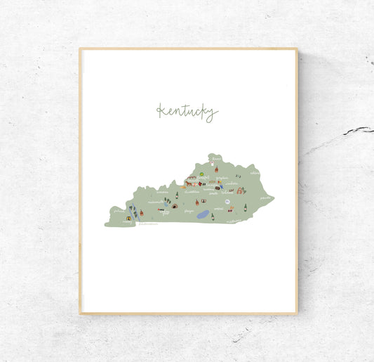 Kentucky Illustrated Map Hand-Drawn (Unframed)