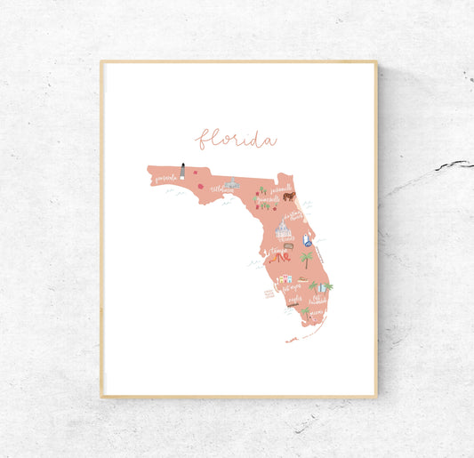 Florida Illustrated Map Hand-Drawn (Unframed)