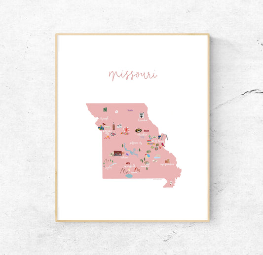 Missouri Illustrated Map Hand-Drawn (Unframed)