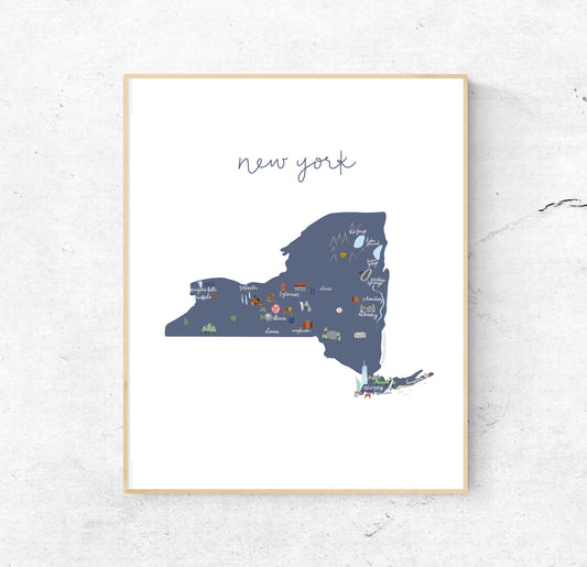 New York Illustrated Map Hand-Drawn (UNFRAMED)