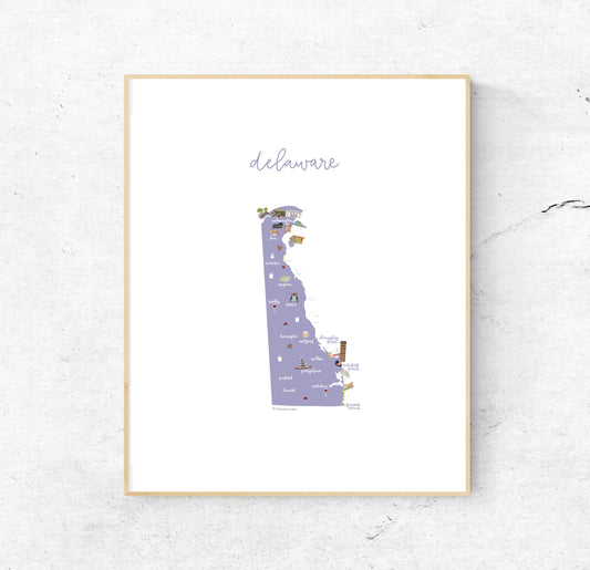 Delaware Illustrated Map Hand-Drawn (Unframed)