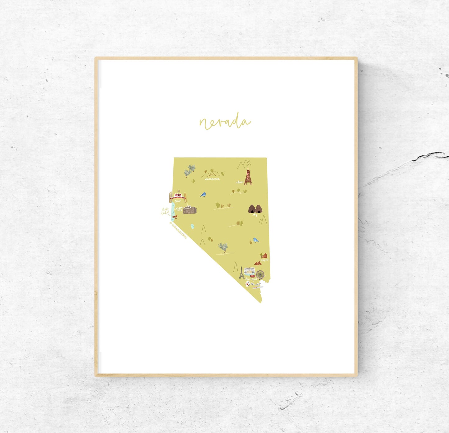 Nevada Illustrated Map Hand-Drawn (Unframed)