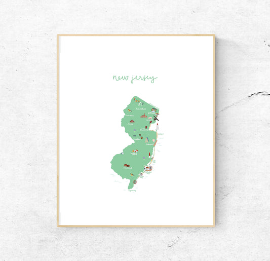 New Jersey Illustrated Map Hand-Drawn (Unframed)