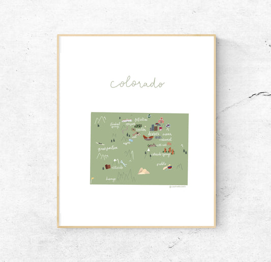 Colorado Illustrated Map Hand-Drawn (Unframed)