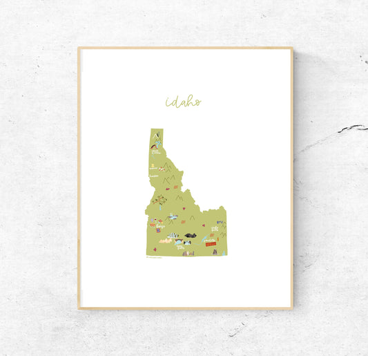 Idaho Illustrated Map Hand-Drawn (Unframed)