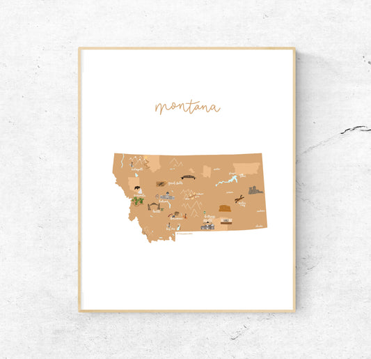 Montana Illustrated Map Hand-Drawn (Unframed)