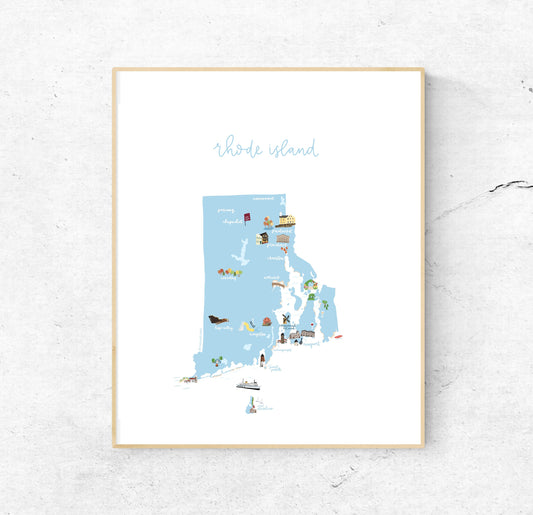 Rhode Island Illustrated Map Hand-Drawn (Unframed)