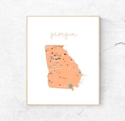 Georgia Illustrated Map Hand-Drawn (Unframed)