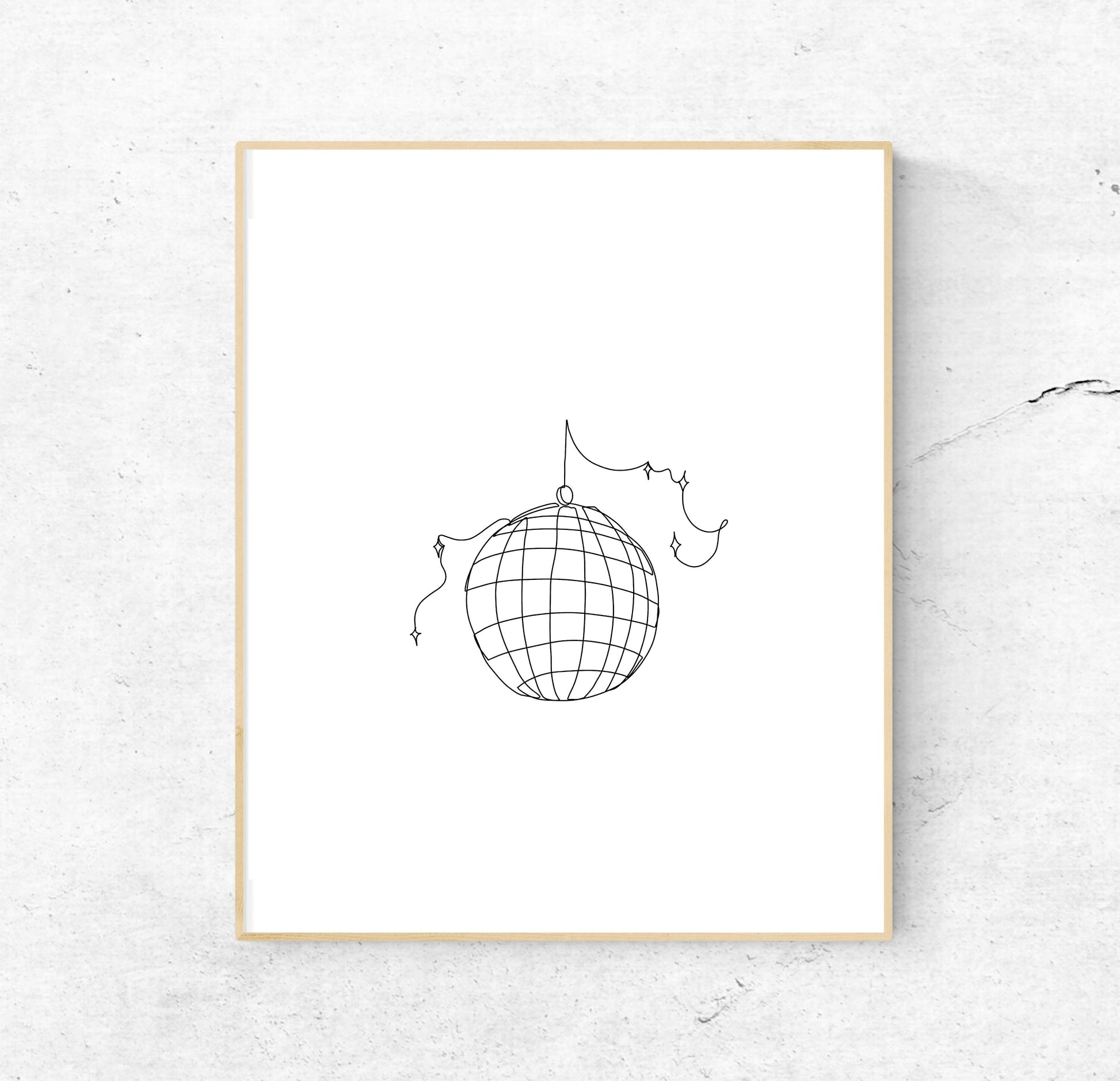 Mirrorball art | Mirrorball single line print | art print | 8x10 | disco ball art | Taylor Swift