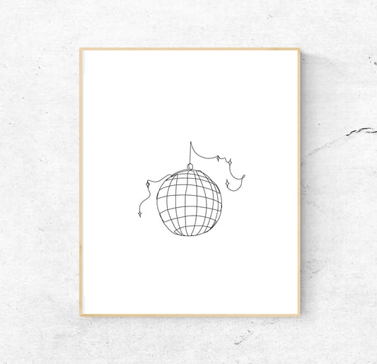 Mirrorball art | Mirrorball single line print | art print | 8x10 | disco ball art | Taylor Swift