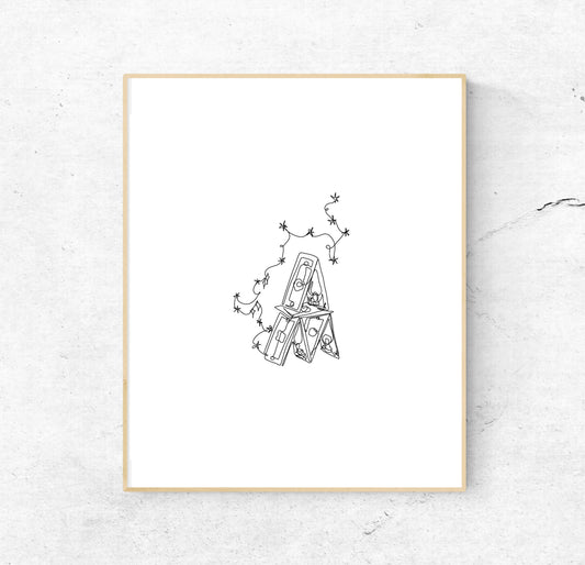 Sparks Fly Print | Sparks Fly single line art | 8x10 | love art | art | wedding art | Taylor Swift