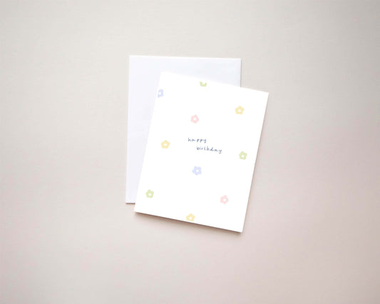 HBD Pastel Daisies Card | 4.25x5.5 Folded